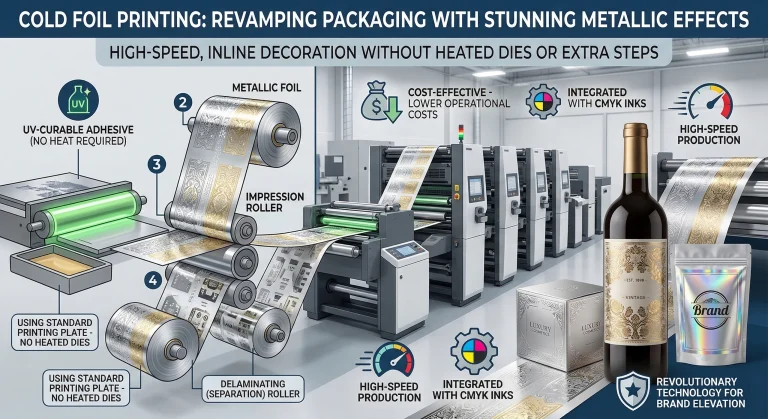 Cold Foil Printing: The Ultimate Guide for Packaging 1 High-quality cold foil printing on luxury cosmetic packaging labels