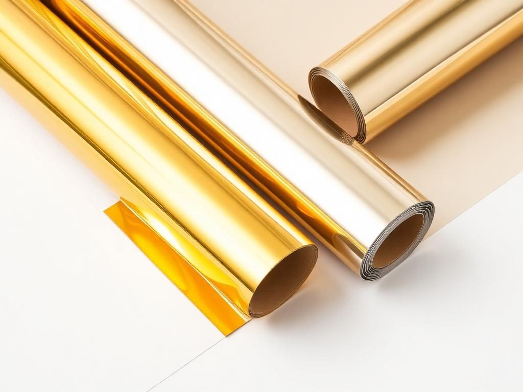 Pure gold hot stamping foil rolls with superior reflection and adhesion, manufactured for premium wine labels and luxury gift boxes.