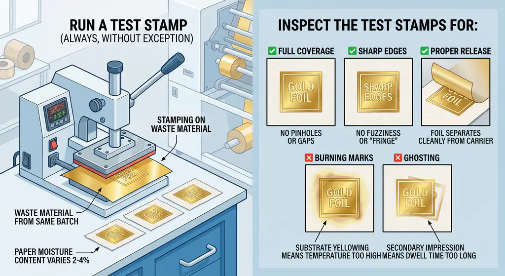 foil stamping test stamp guide