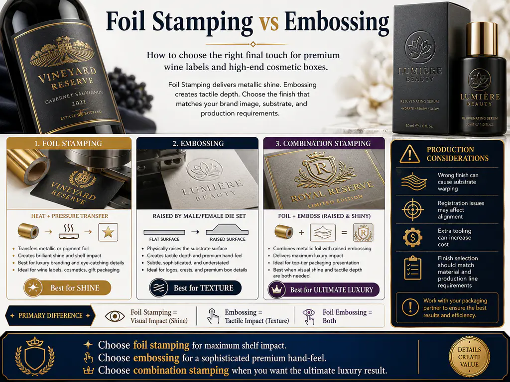 Foil Stamping vs Embossing