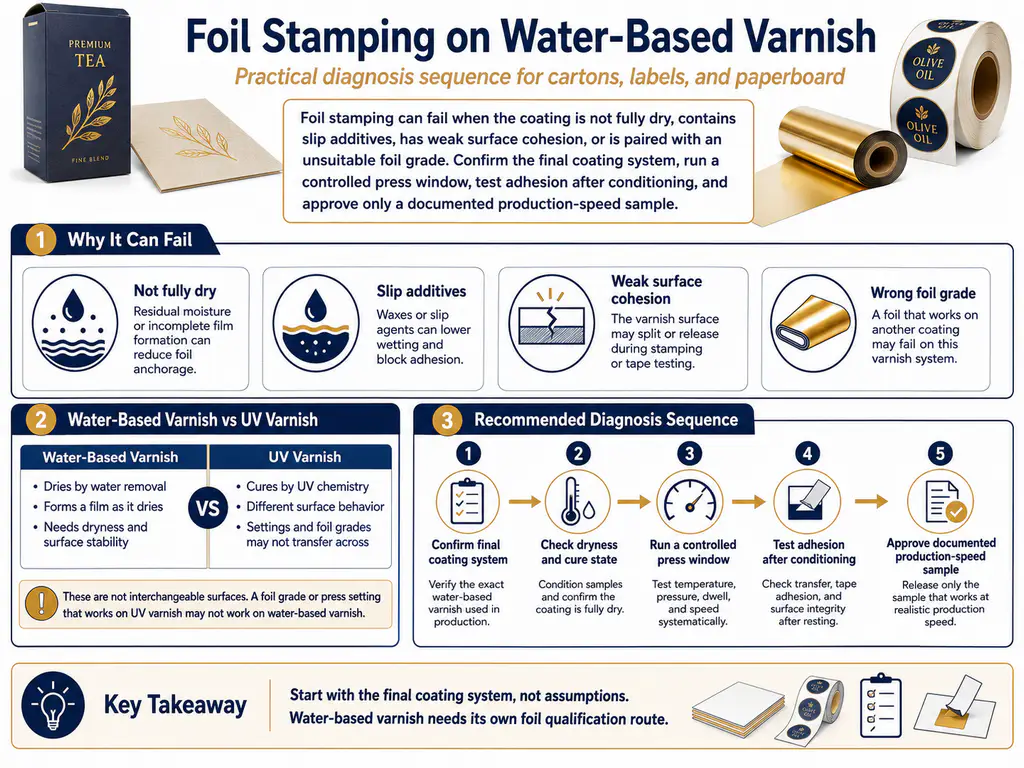 Foil Stamping on Water Based Varnish